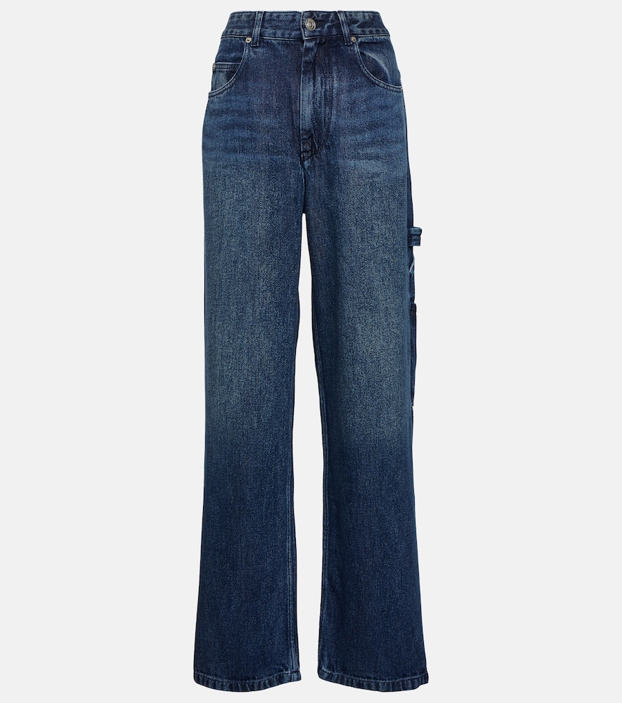 High-rise denim cargo pants