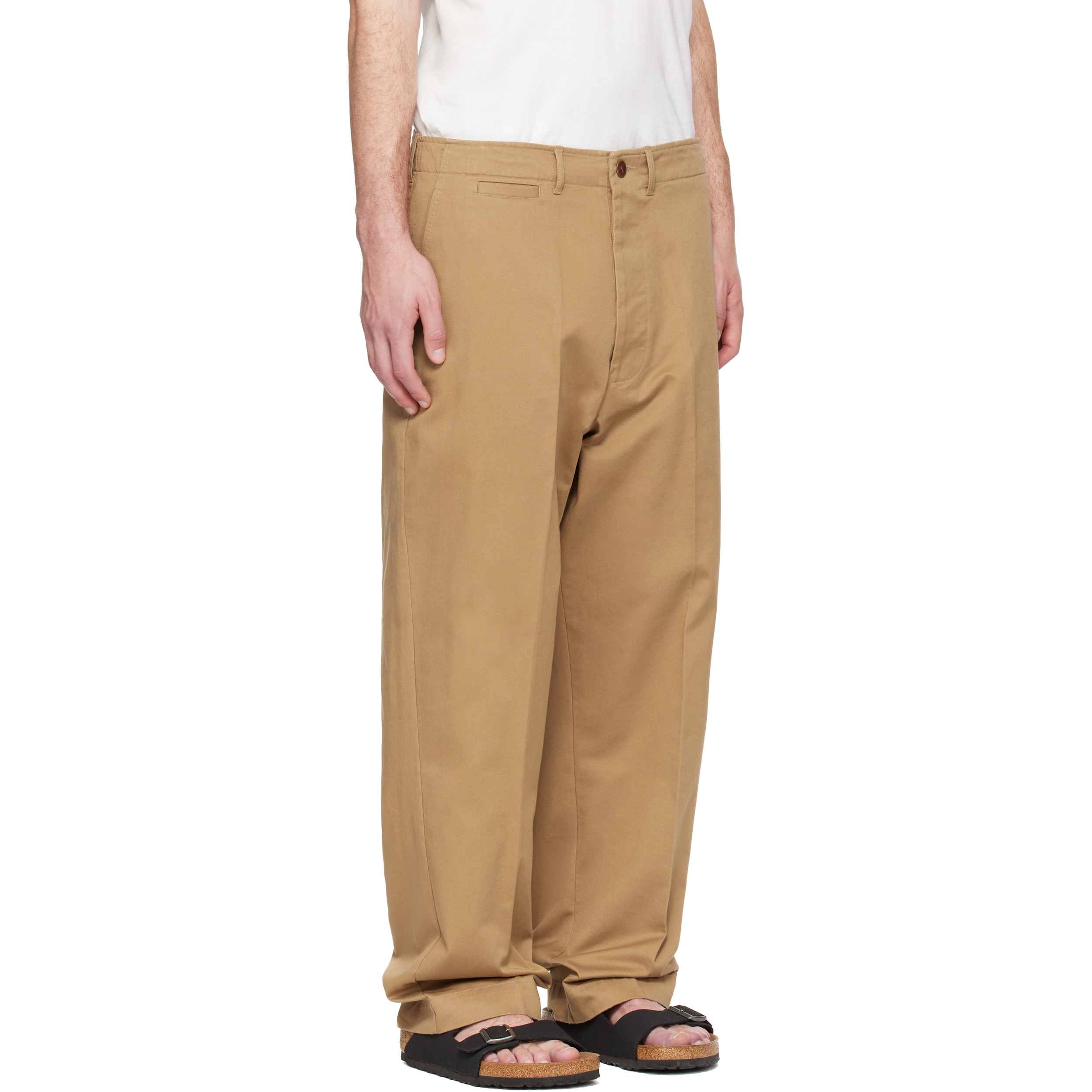 Tan 1920s Cotton Twill Worker Chino Trousers