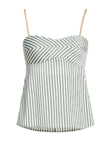 Chocolat Woman Top Military green Size 6 Viscose, Linen, Polyamide
