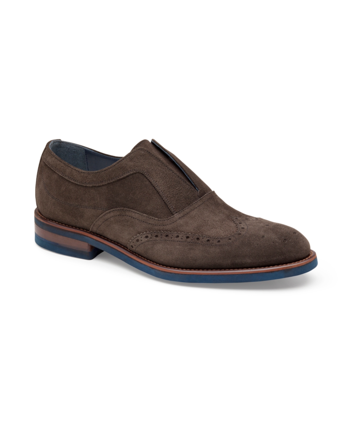 Men's Ashford Wingtip Slip On Shoe - Dark Gray Italian Suede