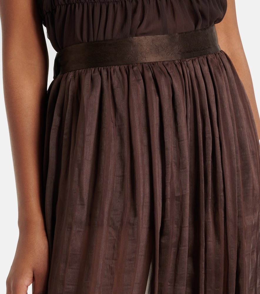 Striped silk-blend wide-leg pants