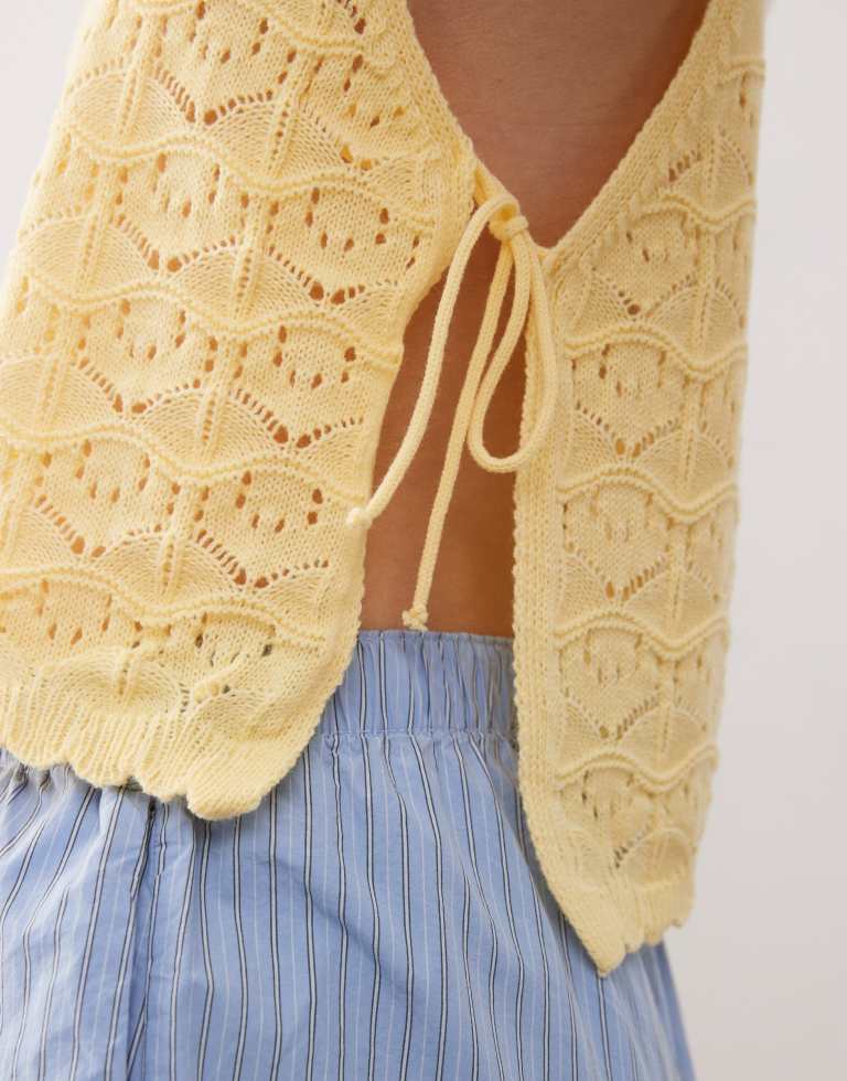 Reclaimed Vintage Womens crochet tabard tank in buttermilk yellow - X-Sma