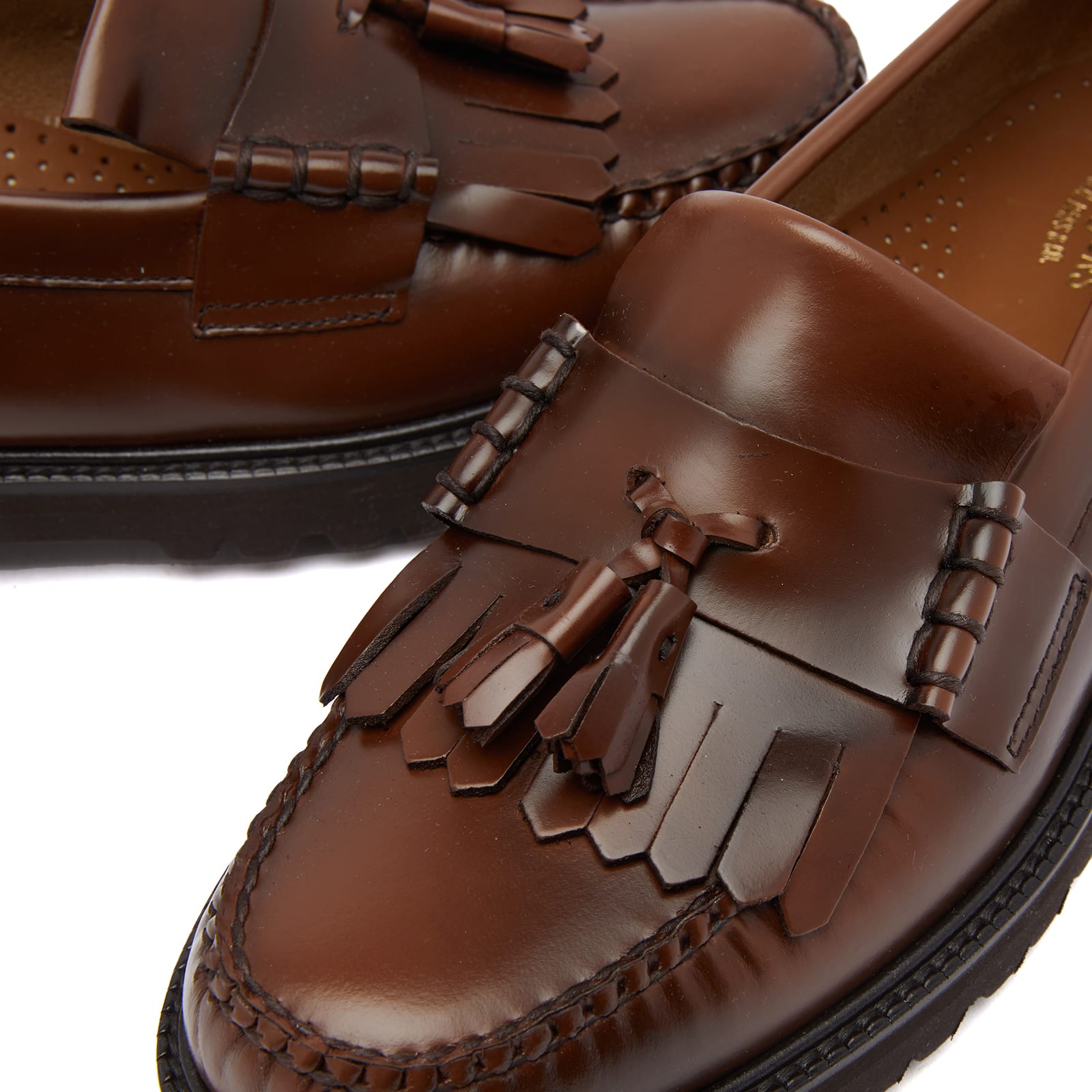 Men's Layton II 90s Kiltie Loafer in Mid Brown Leather, Size UK 7 