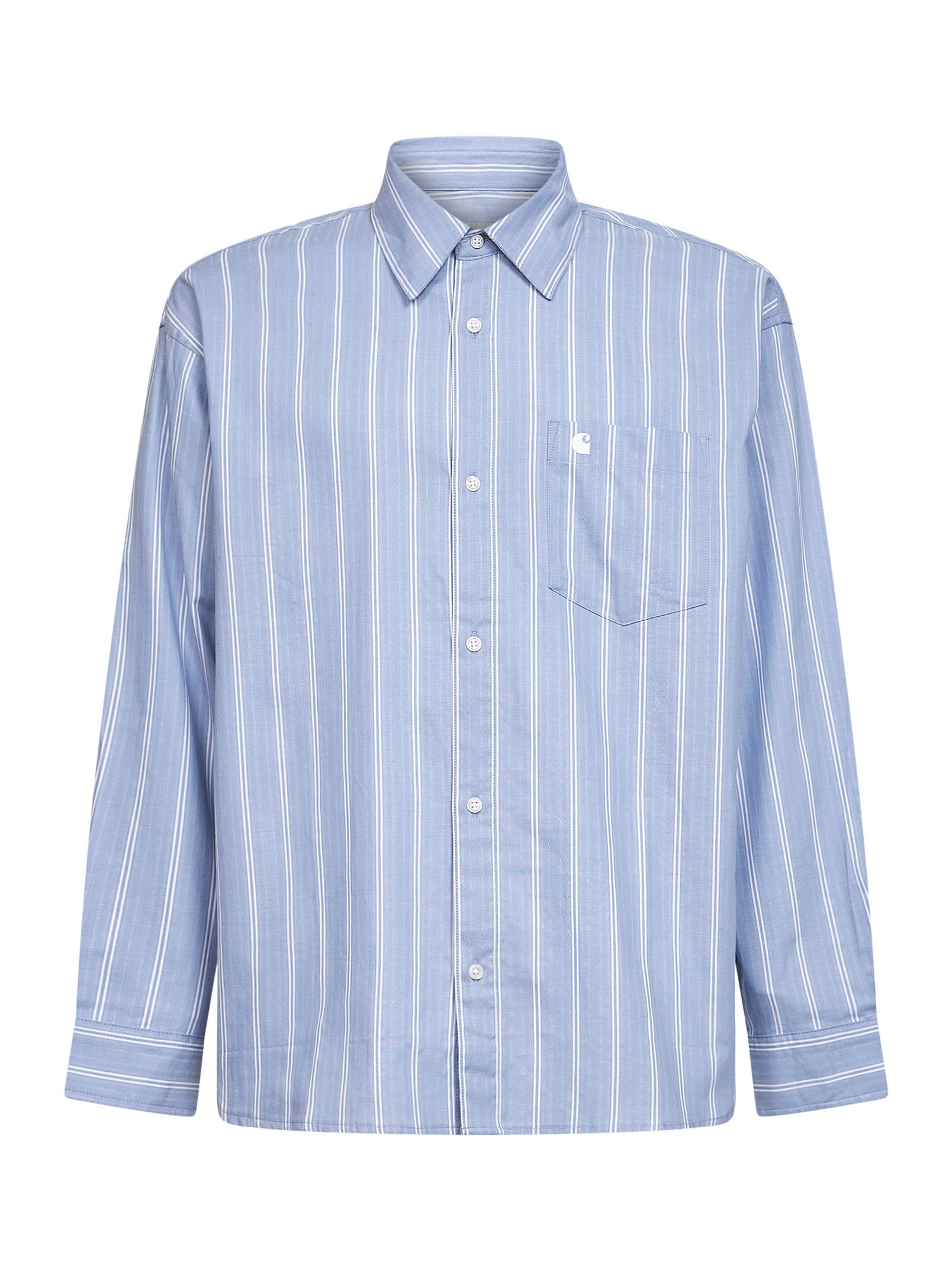 Vertical Striped Cotton Shirt — Blue