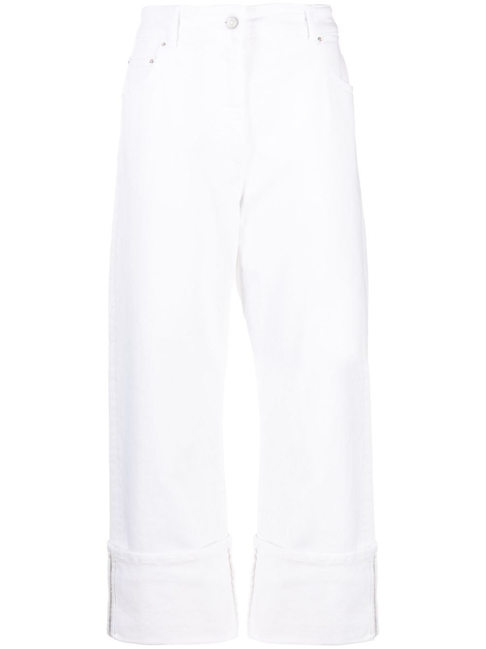 Cropped straigh-leg trousers - White