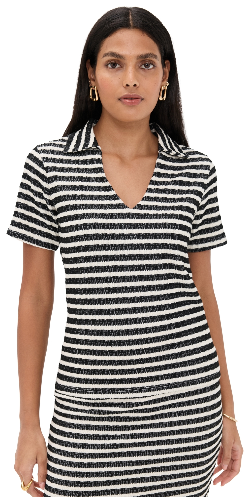 Mila Polo Top Black Stripe