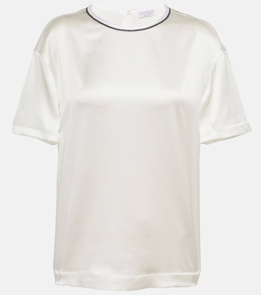 Silk-blend satin top