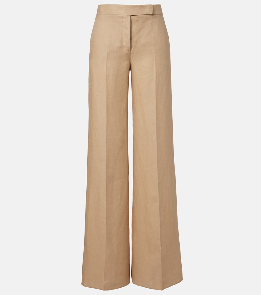 Big pleated linen wide-leg pants