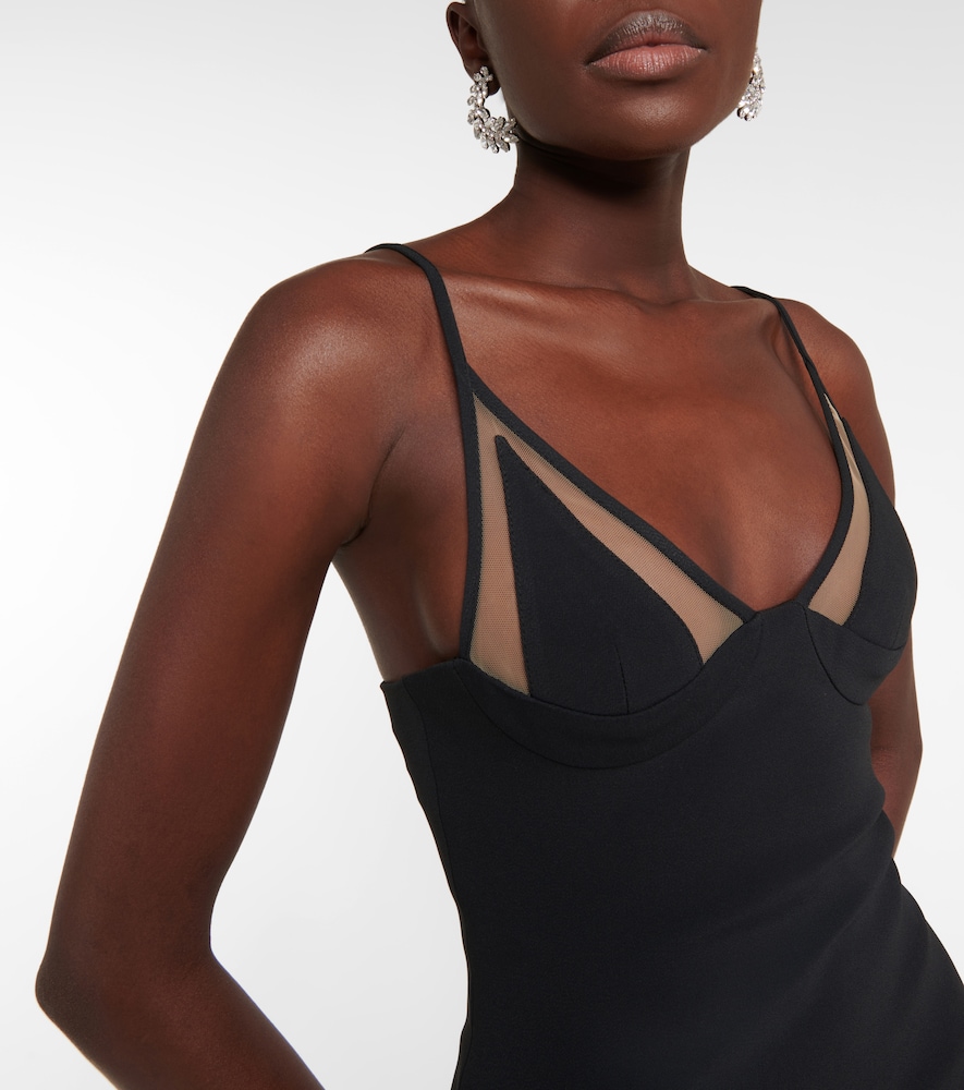 Mesh-paneled gown