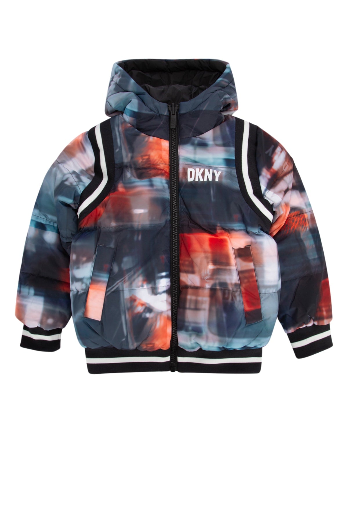Multicolor Graphic Print Down Jacket — Multicolor