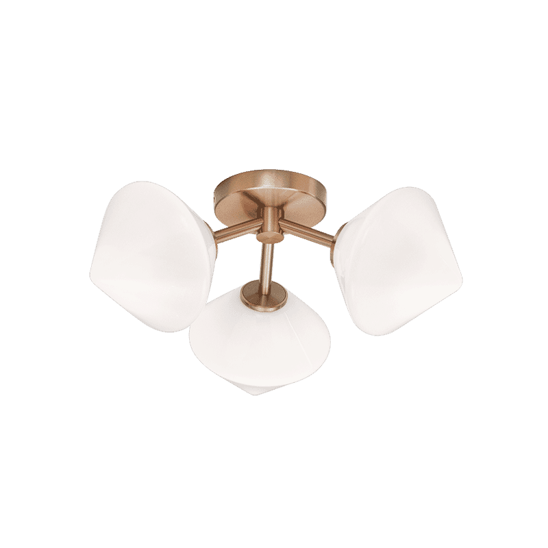 Aged Gold Brass Three Light Ceiling Mount from the Novo Collection