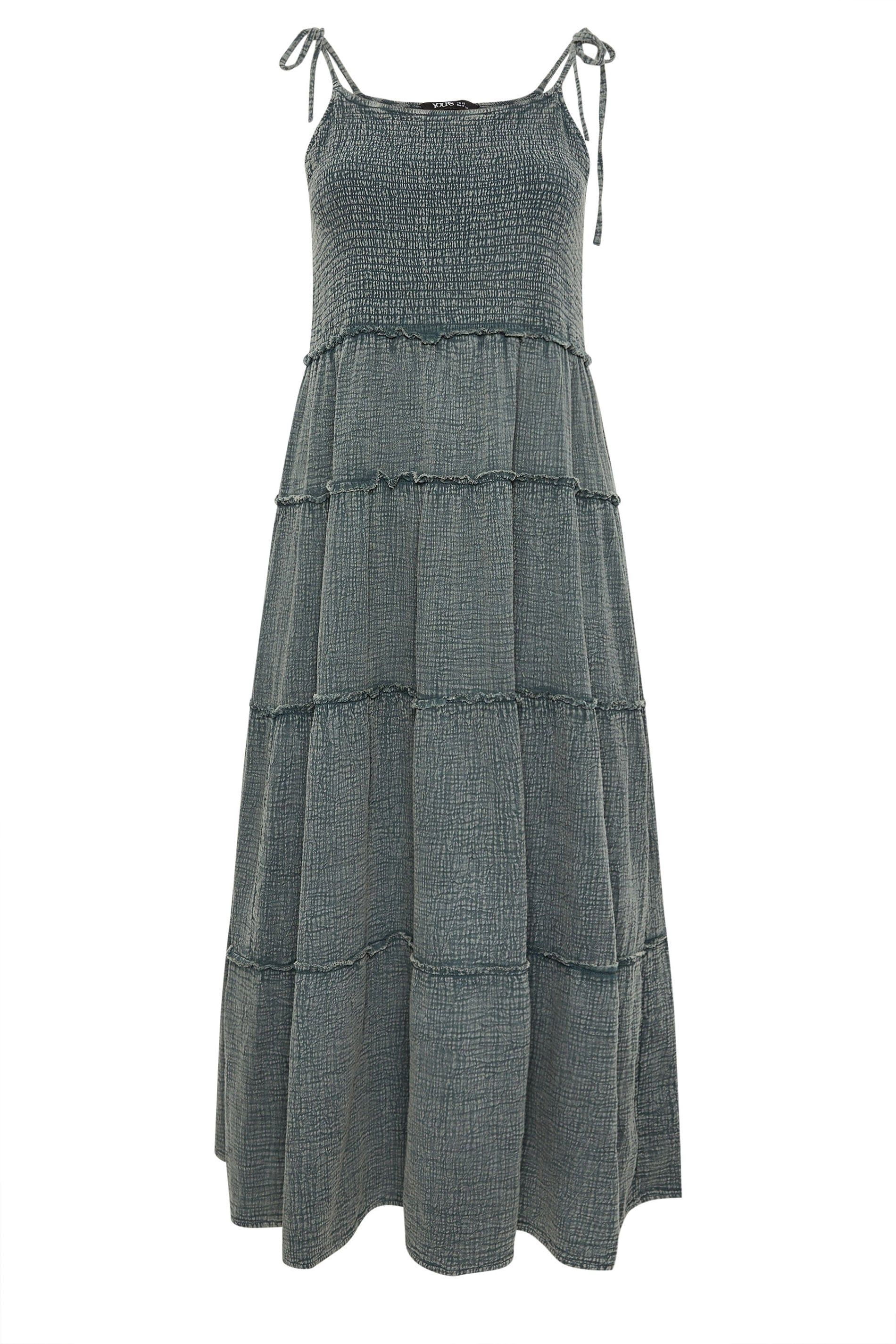 Yours Cheesecloth Tiered Maxi Dress In Dark Grey