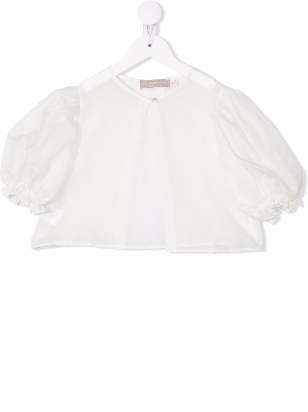 Puff-sleeved silk bolero - Neutrals