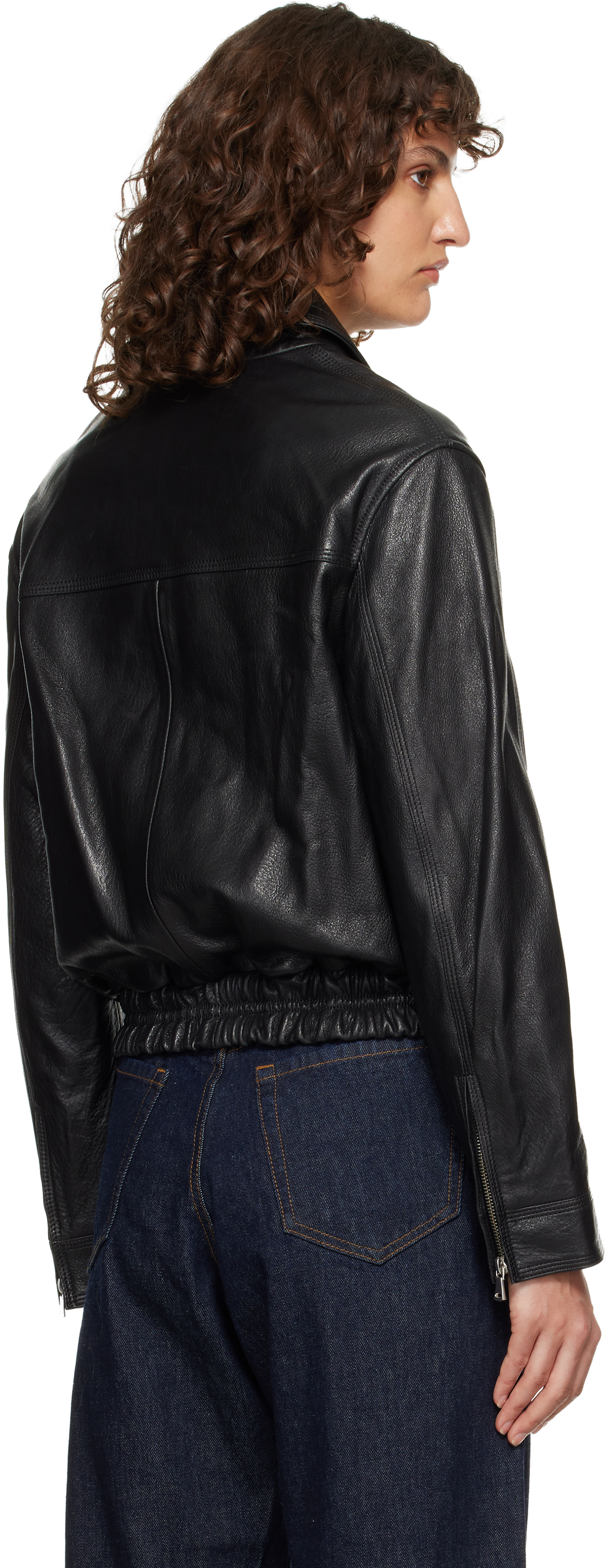 Black Clint Cropped Bomber Jacket