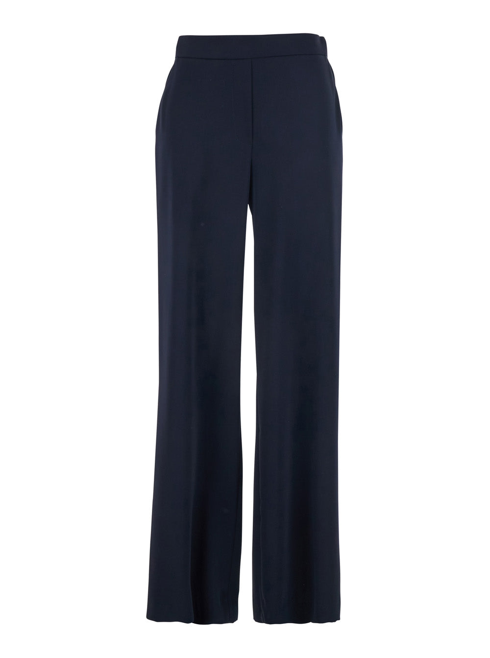 Wide-Leg Elasticated Trousers — Blue