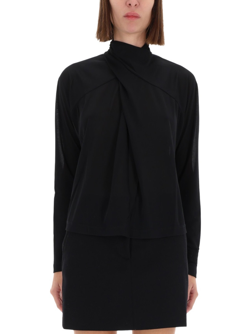 Versace Jeans Couture - draped front mock neck long sleeve top