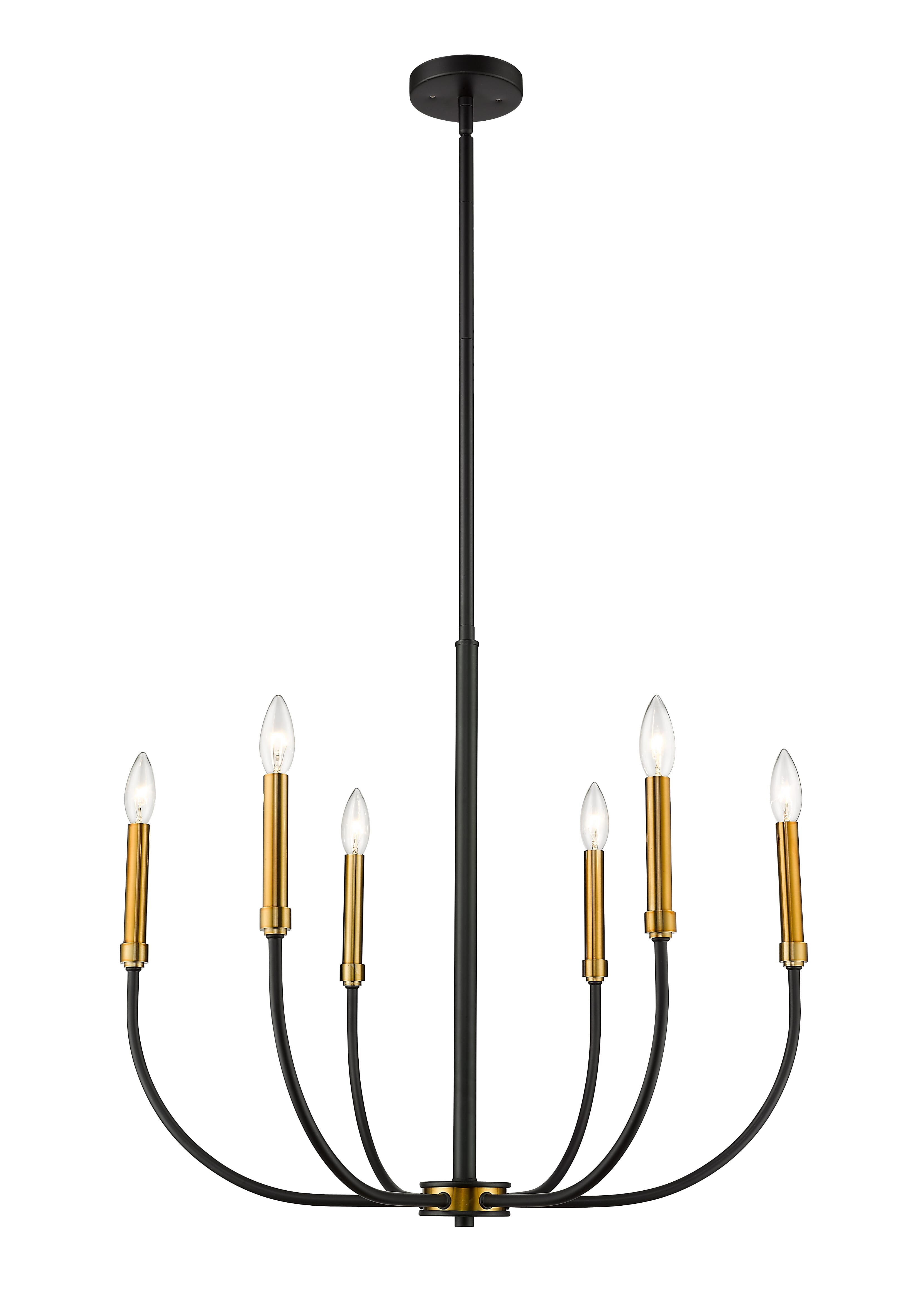Haylie 6-Light Chandelier In Matte Black With Olde Bra