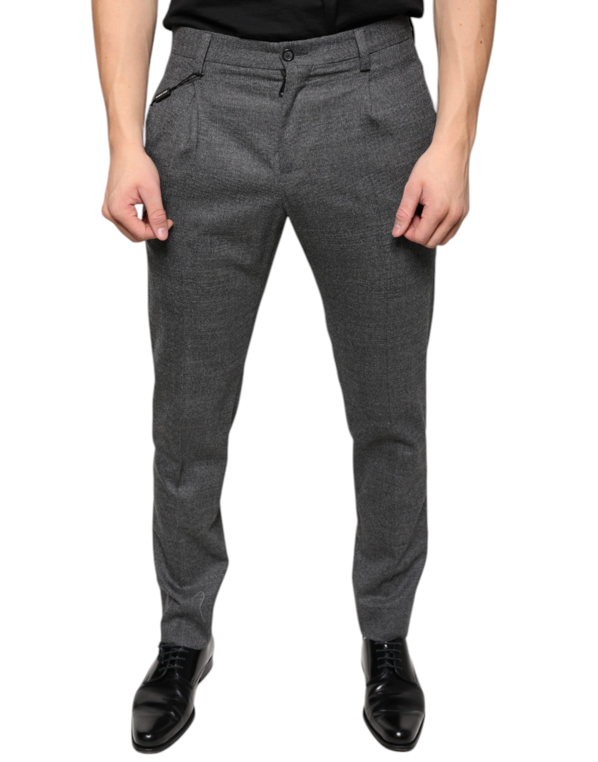 Virgin Wool Check Trousers — Gray