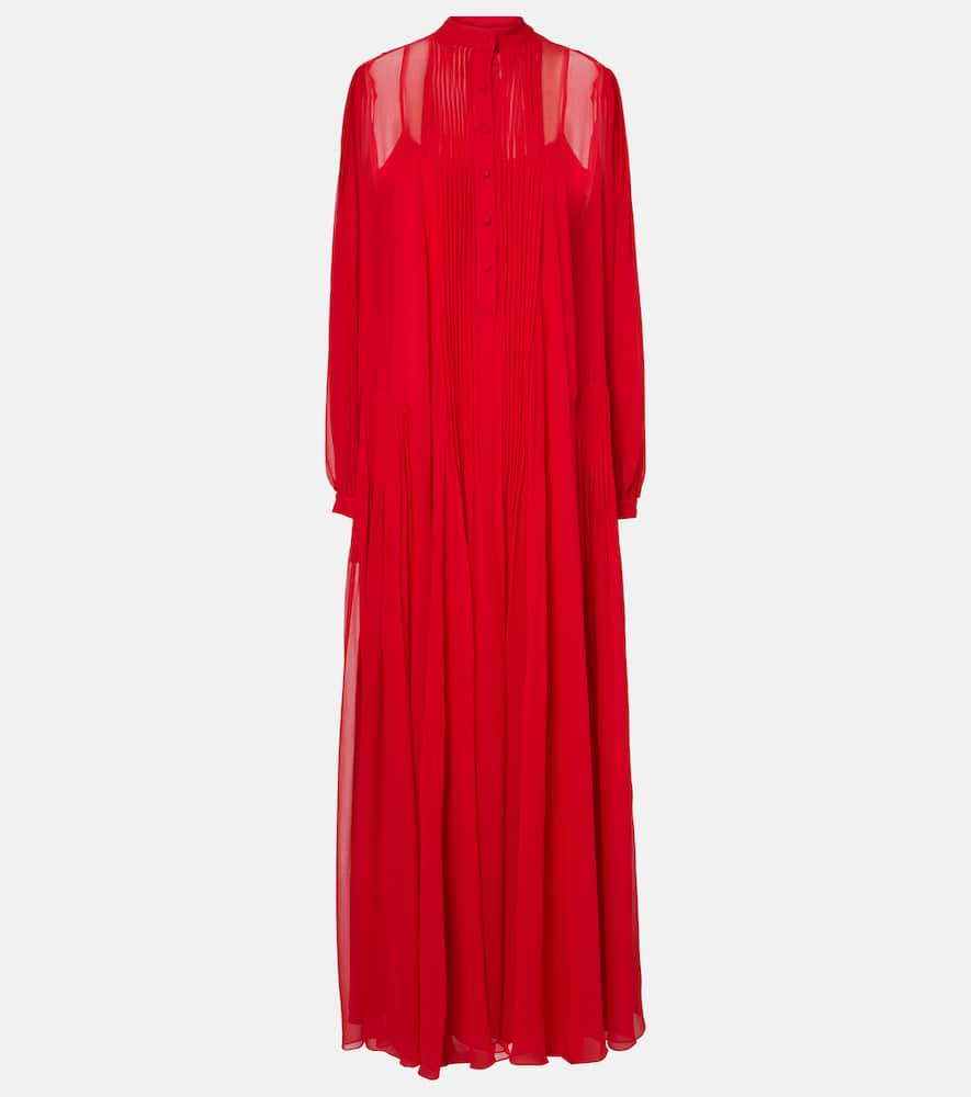 Clarinda pleated silk georgette maxi dress