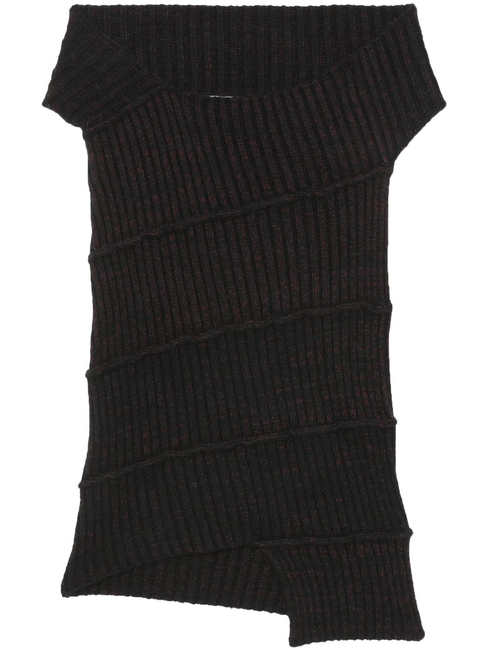 Off-shoulder asymmetric knitted top - Black