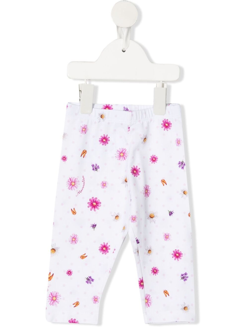 Floral-print cotton trousers - White