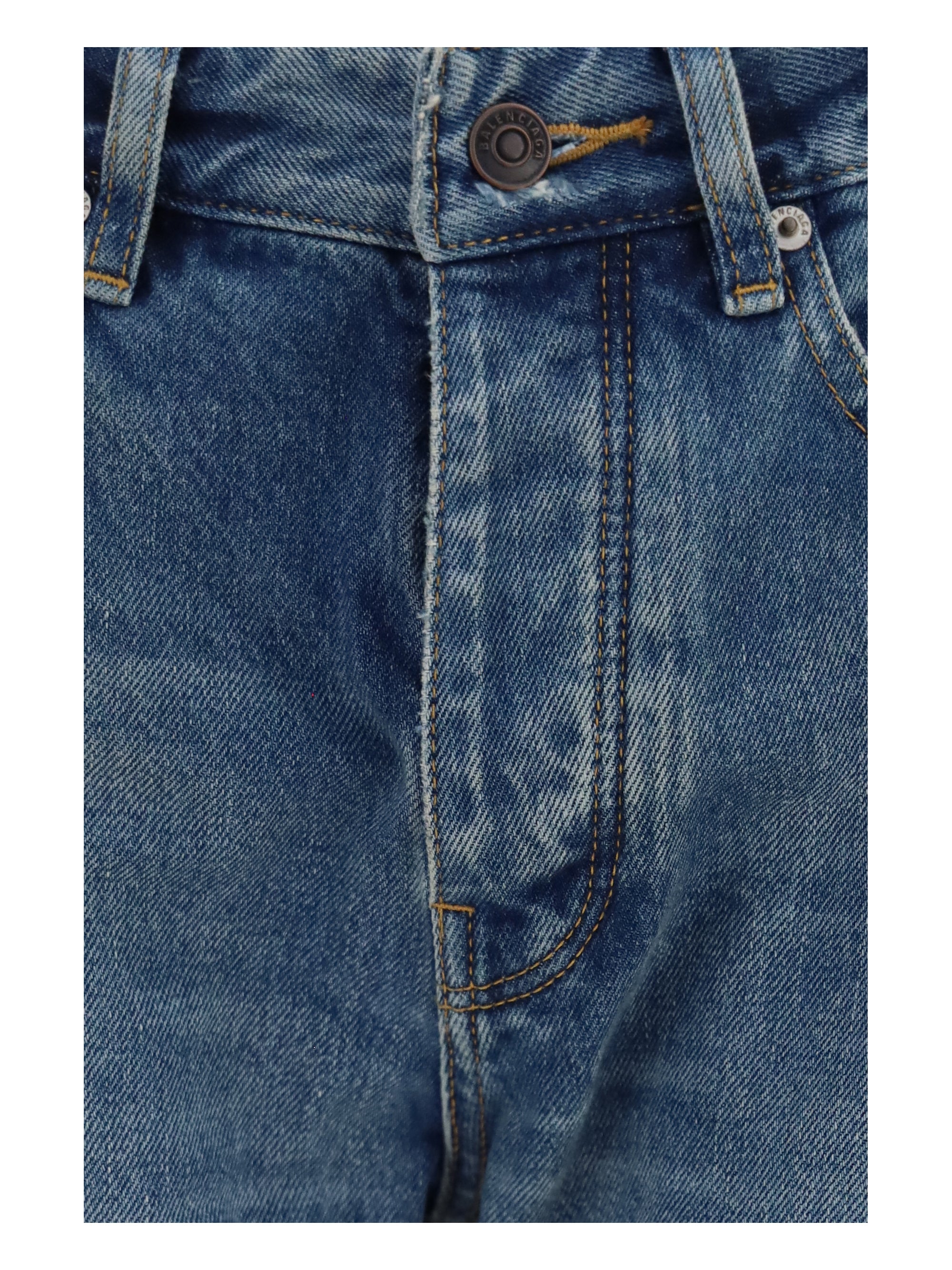Straight-Leg Cotton Jeans — Blue