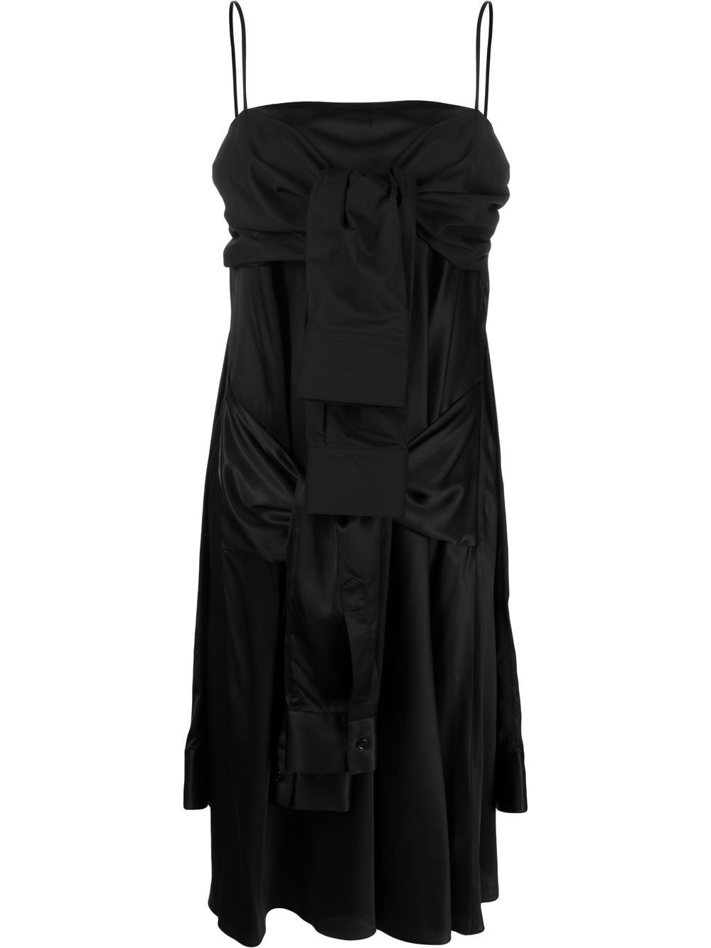 Knot-detail cotton dress - Black
