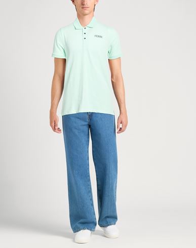 Man Polo shirt Light green Size L Cotton, Polyester