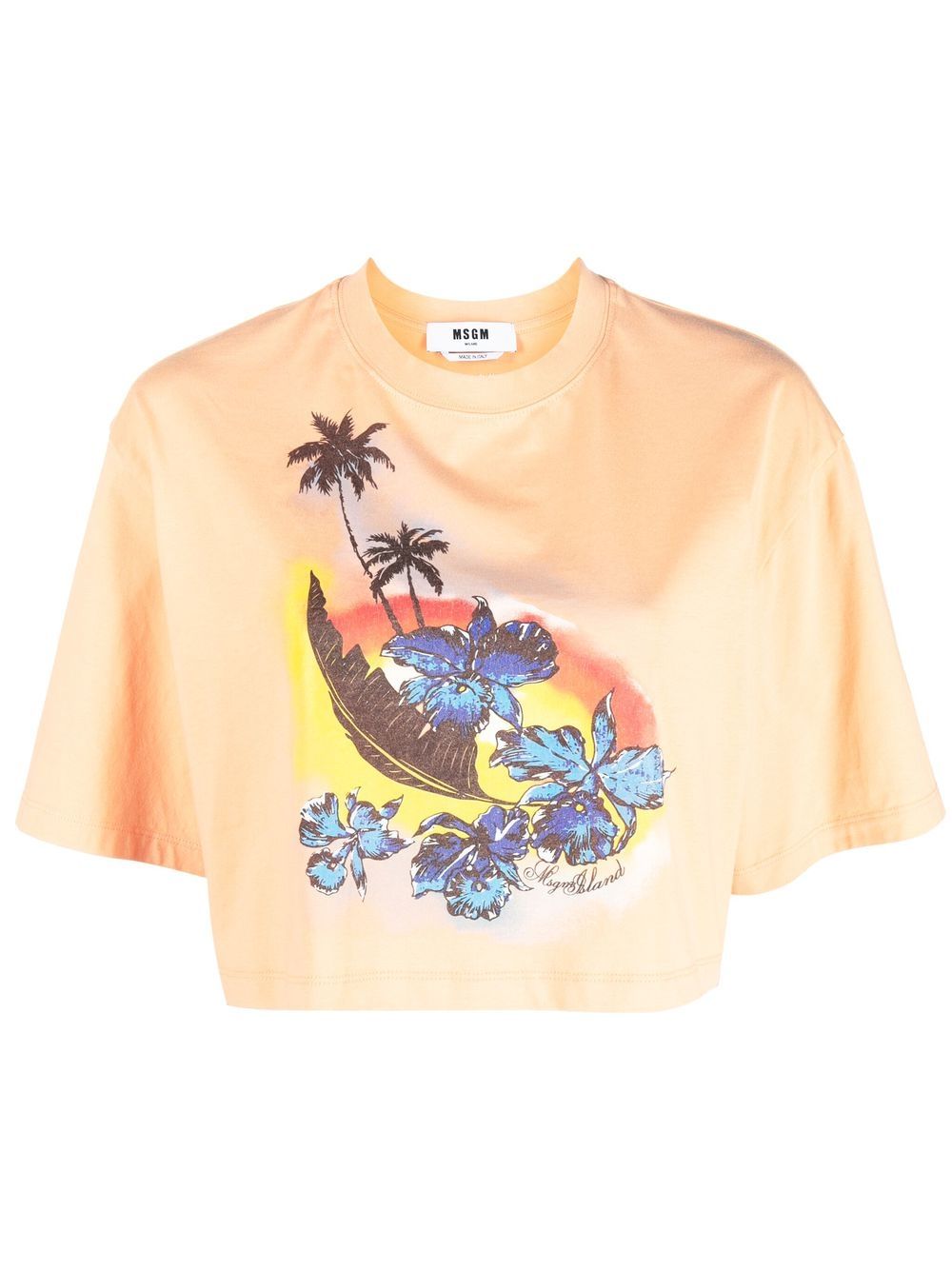 Graphic print cropped T-shirt - Orange