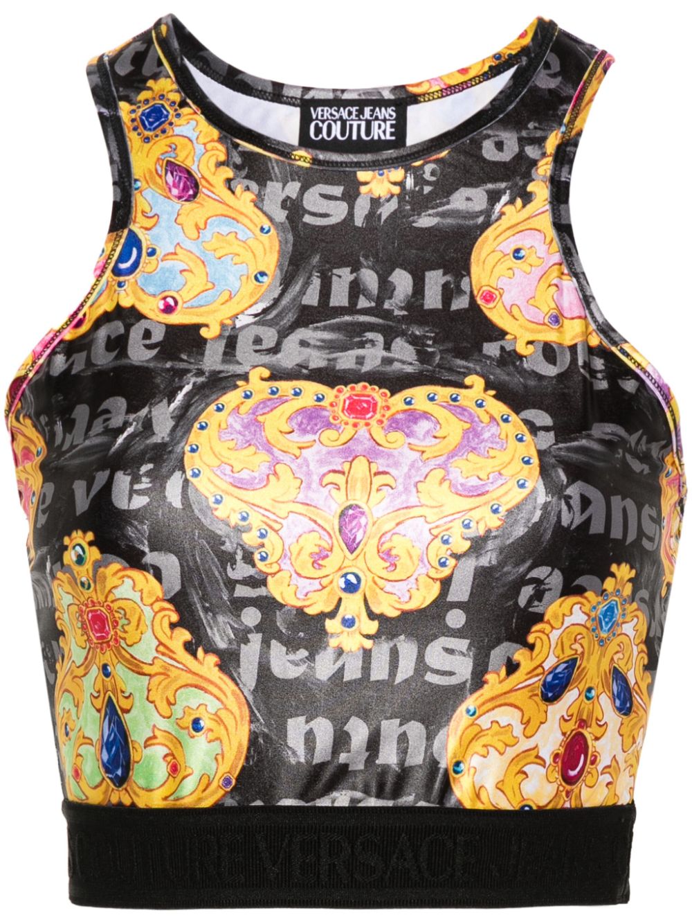 Printed cropped top - Black