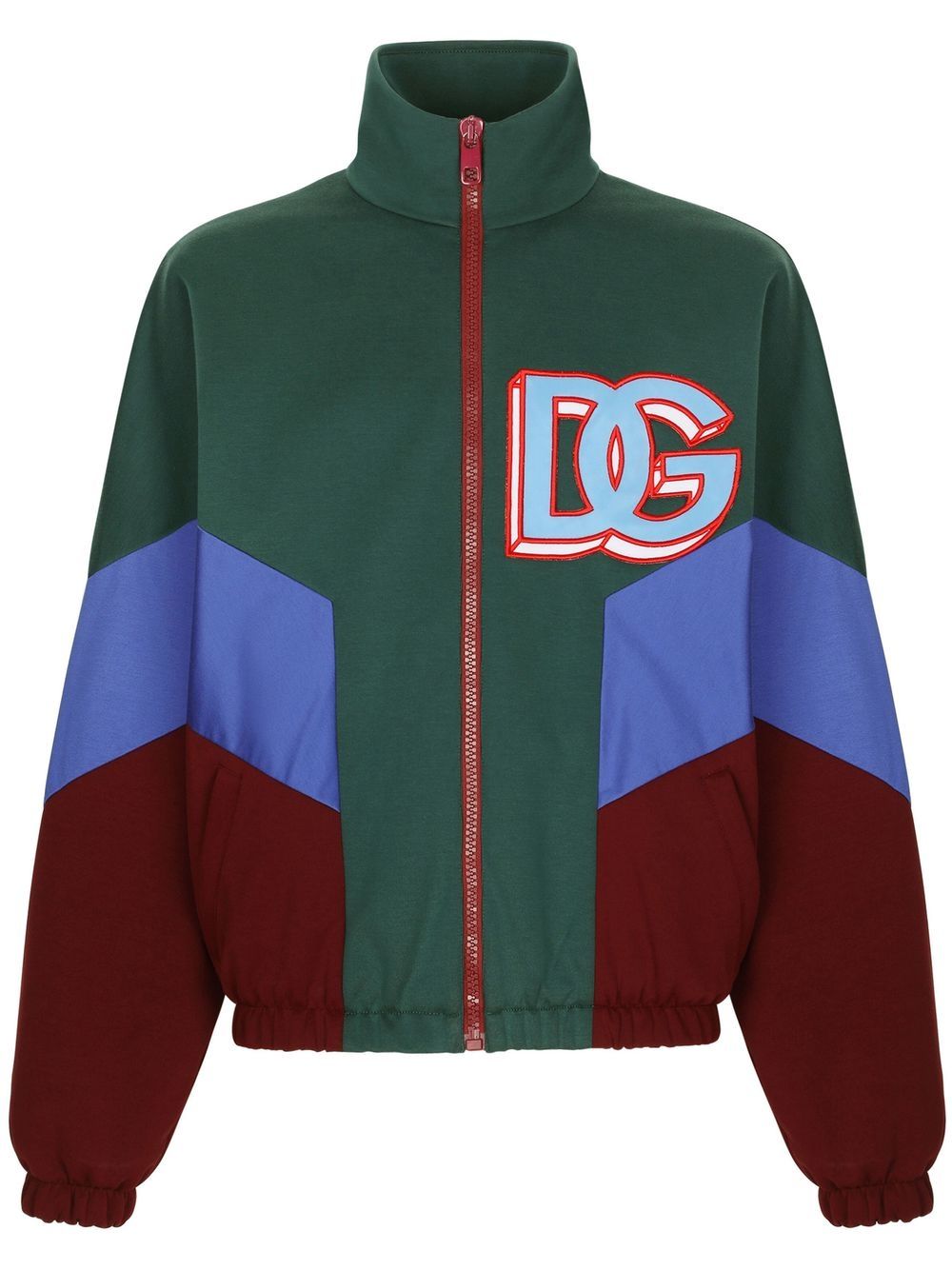 Colour-block zipped hoodie - Green
