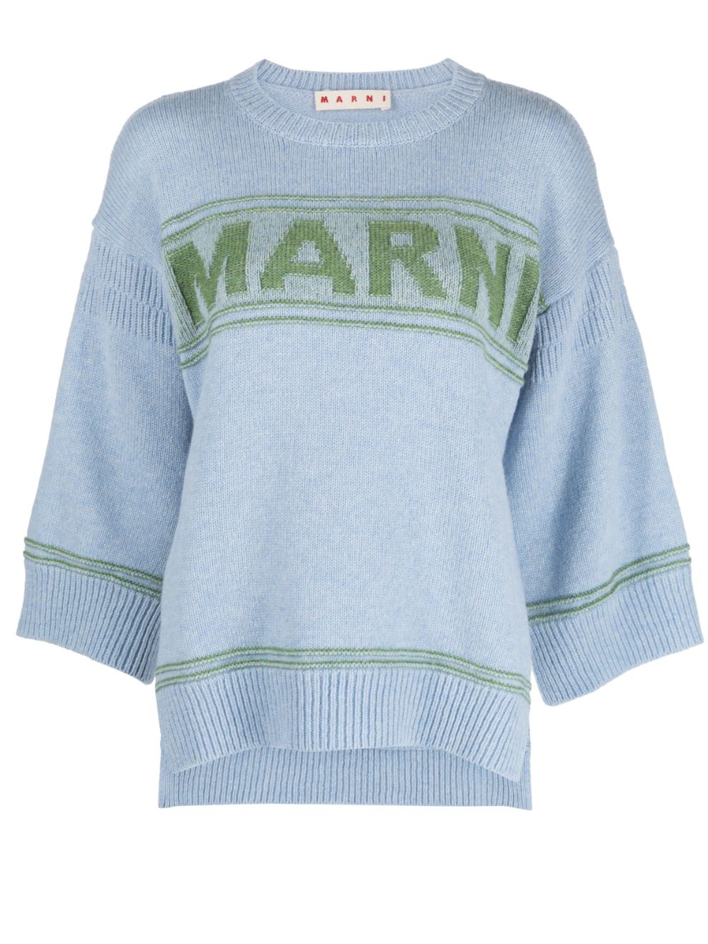 Intarsia-logo virgin-wool sweater - Blue