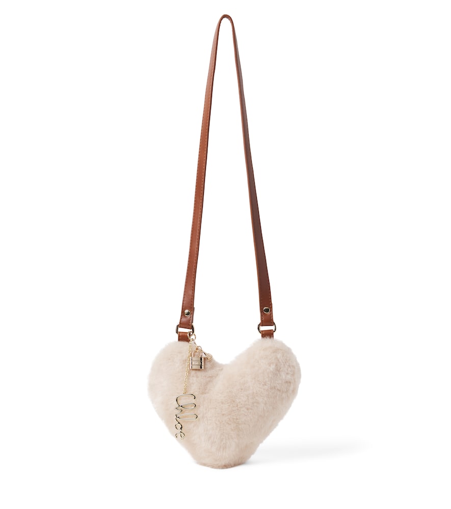 Chloé Kids Heart leather-trimmed crossbody bag