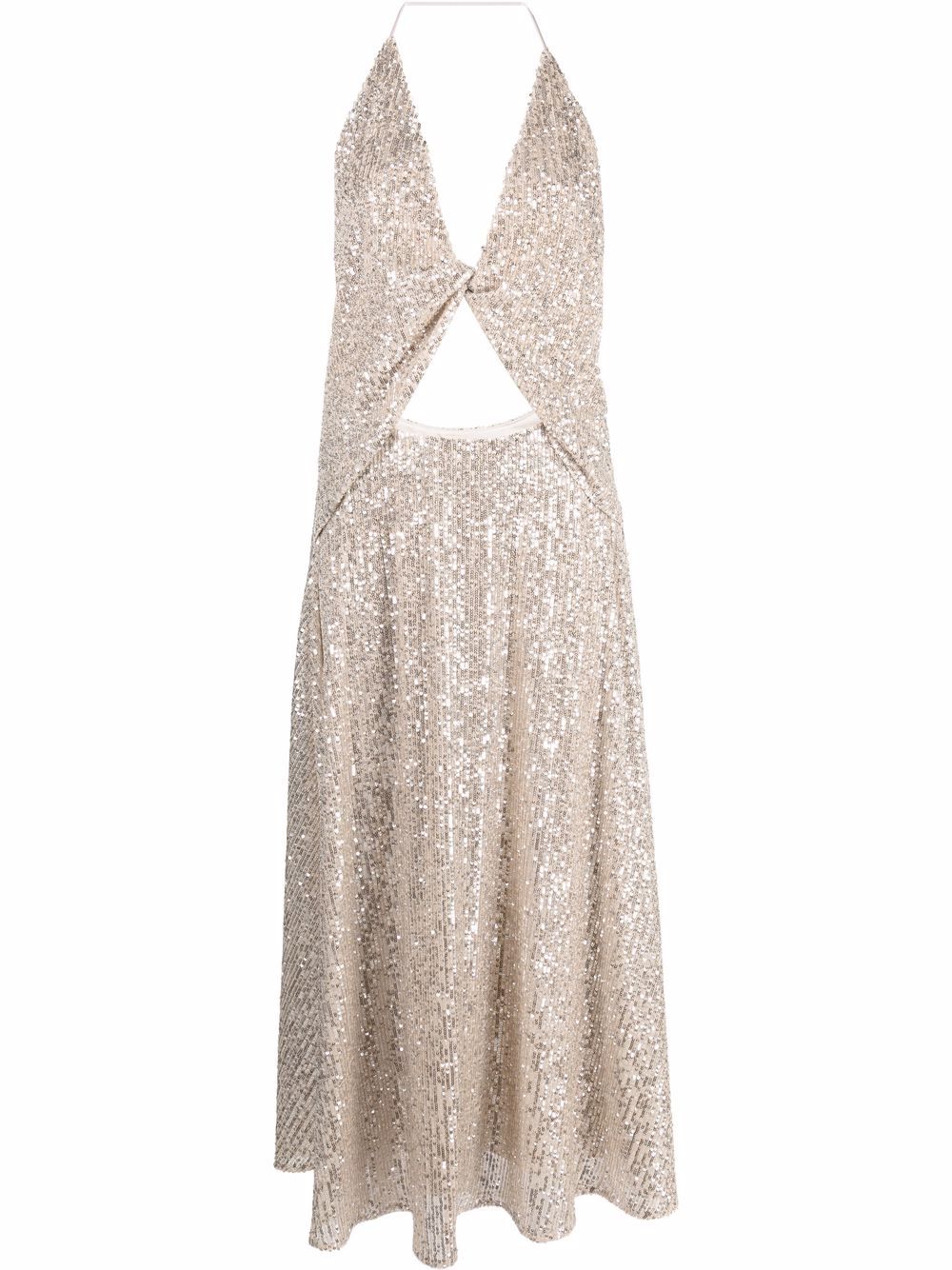 Sequin-embellished midi dress - Neutrals