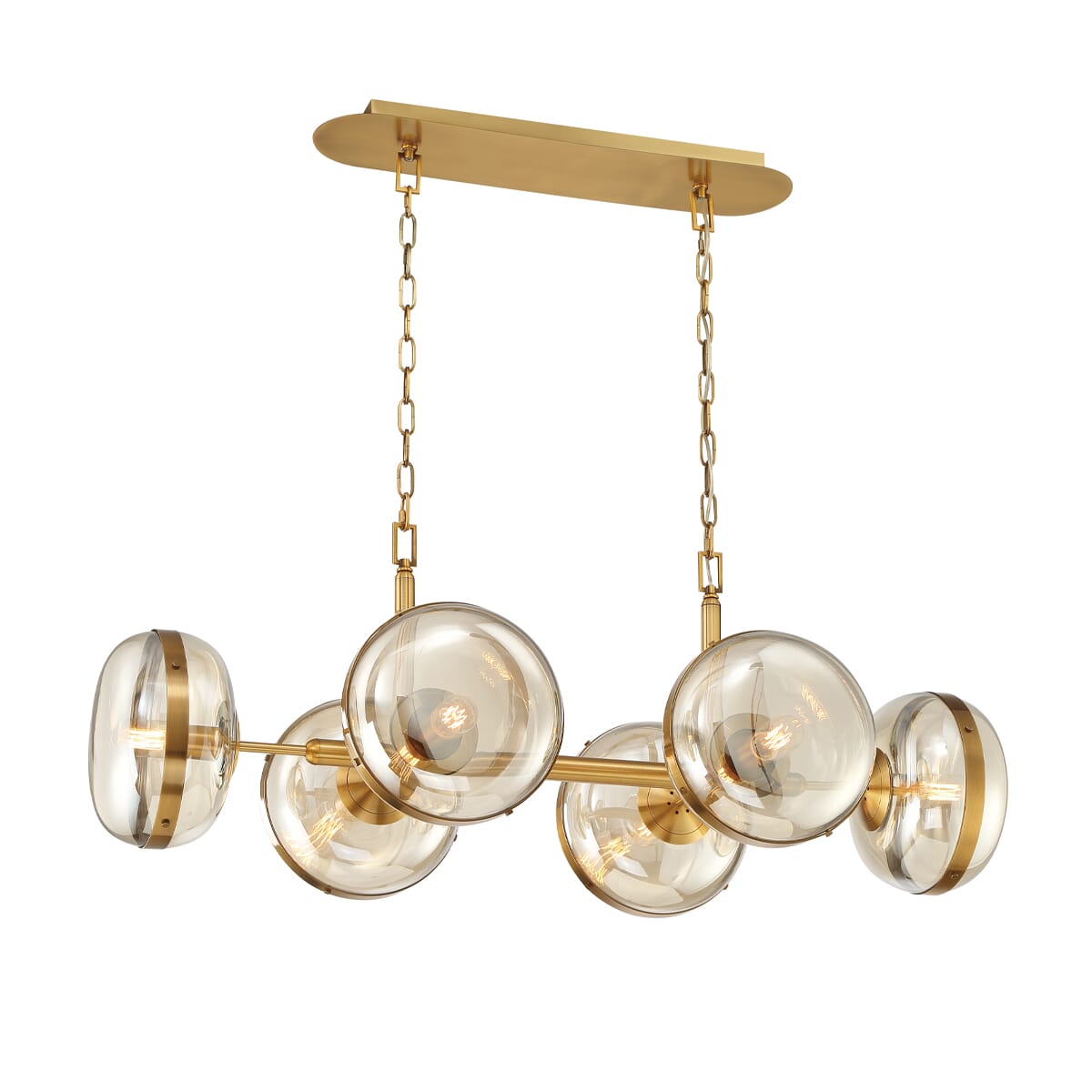Ancient Brass Six Light Chandelier from the Nottingham Collection