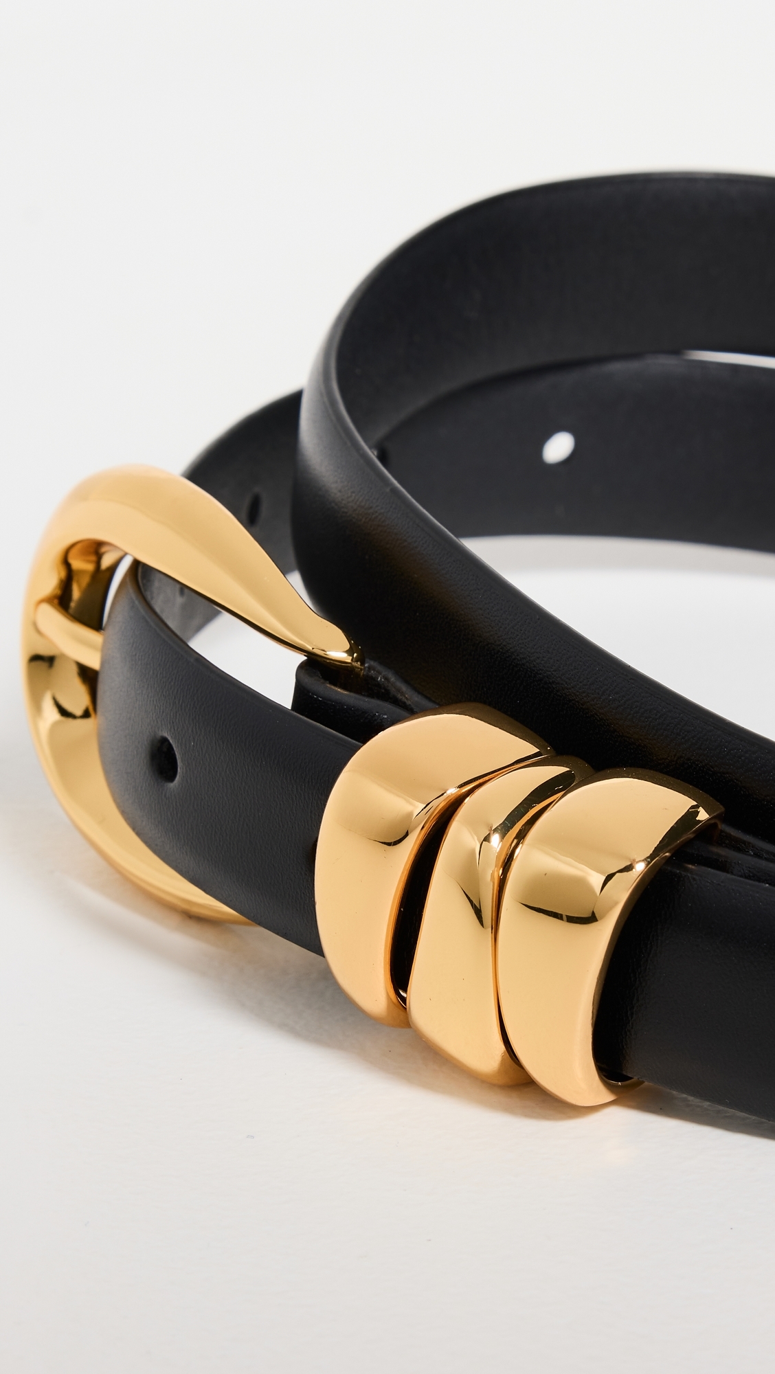 Triple Metal Keeper Gold Belt True Black with Gold Hardware