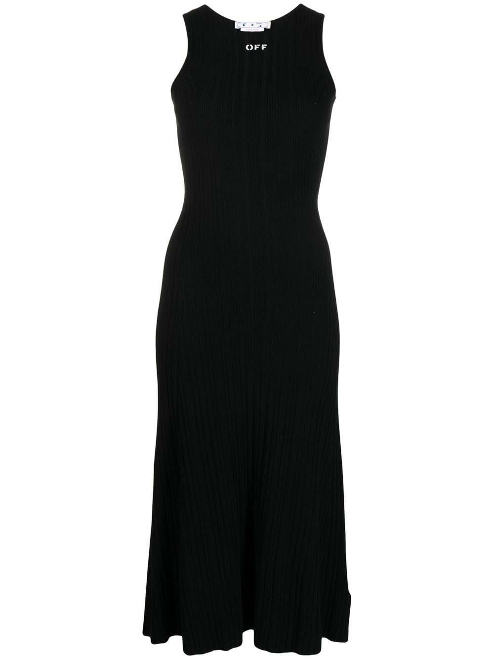 Logo-print ribbed midi dress - Black