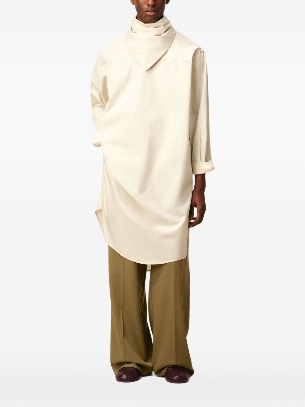 Bandana-collar midi shirt - Neutrals