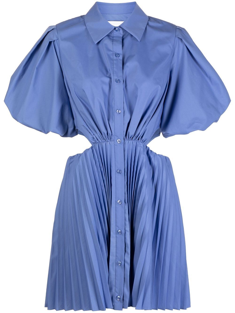 Puff-sleeve cut-out shirt dress - Blue
