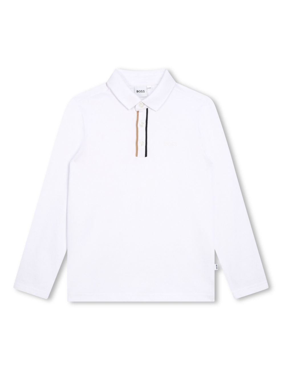 Piqué-weave long-sleeved polo shirt - White