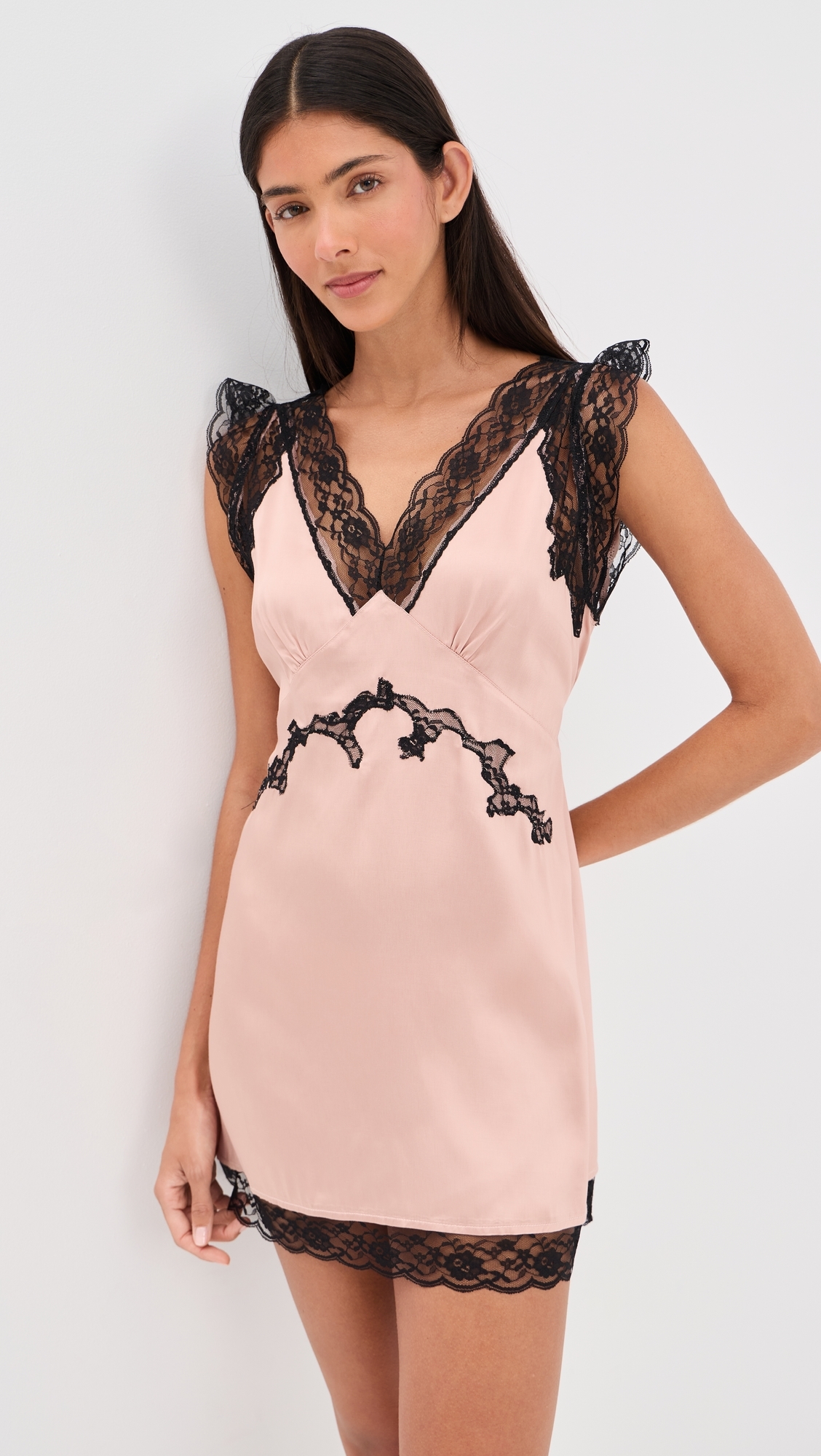 Irene Lace Trim Mini Dress Pink/Black