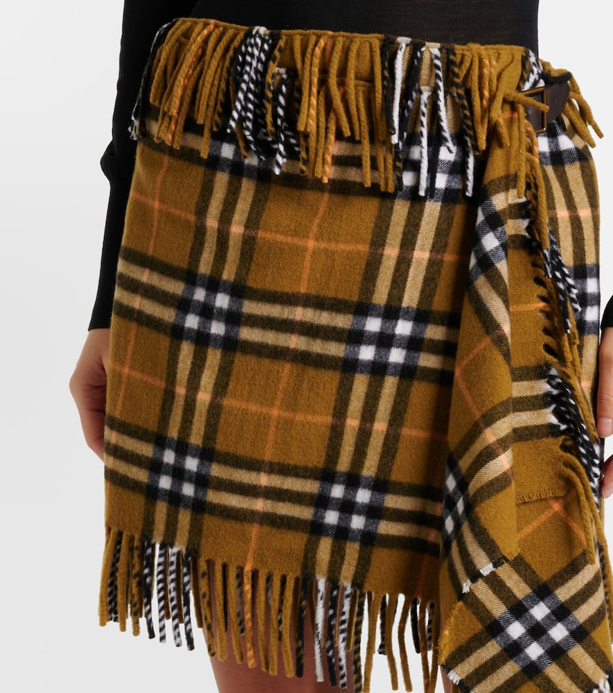 Check wool and cashmere miniskirt
