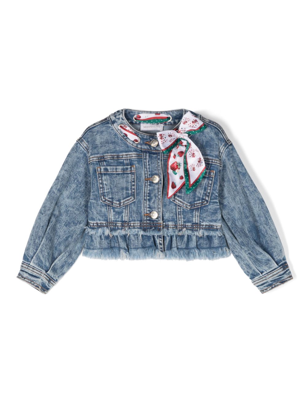 Appliqué-detail denim jacket - Blue