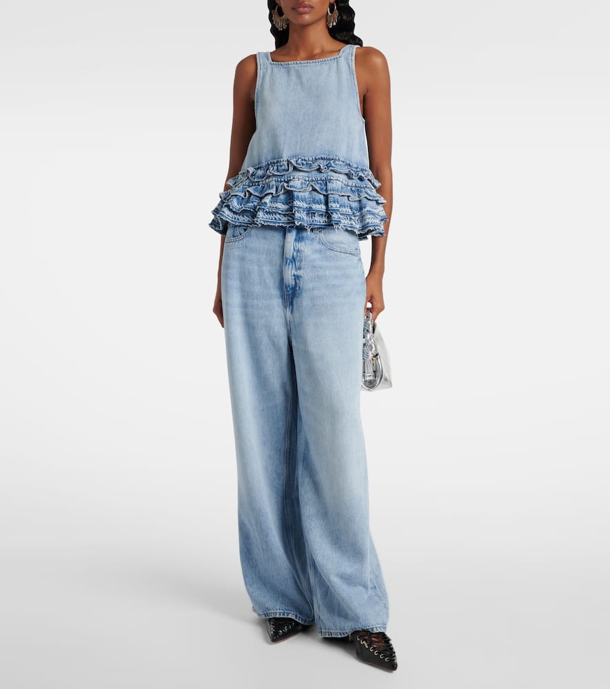 Mid-rise wide-leg jeans