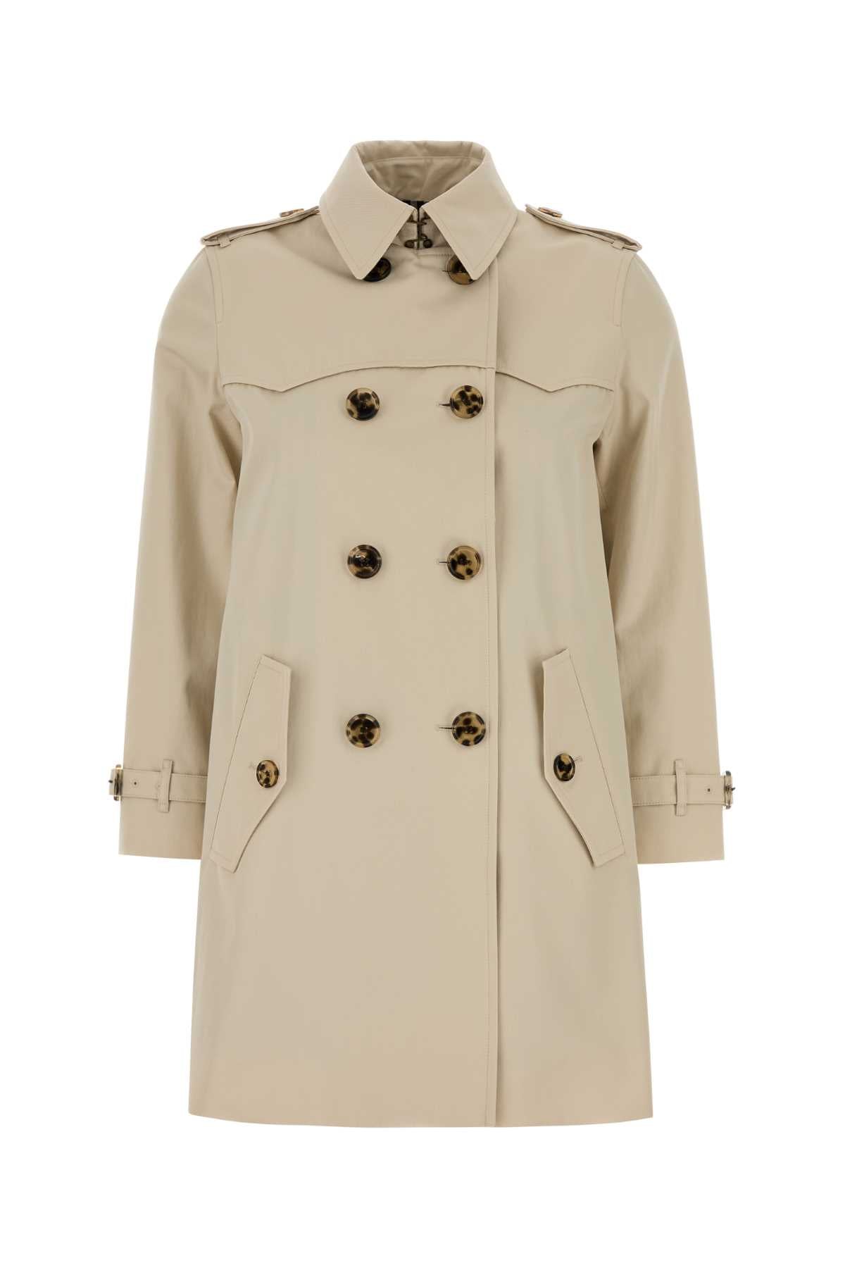 Double-Breasted Cotton Trench Coat — Beige