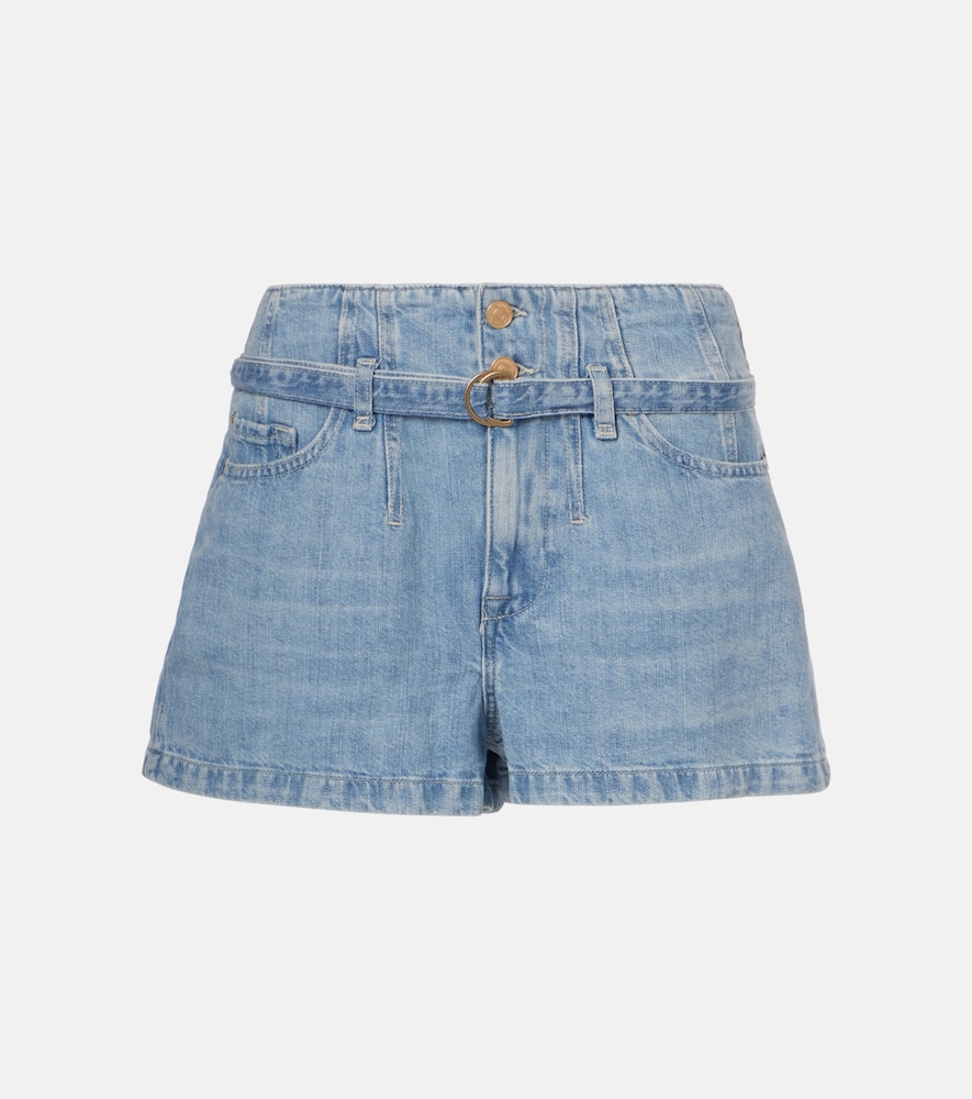 Kansas belted high-rise denim shorts