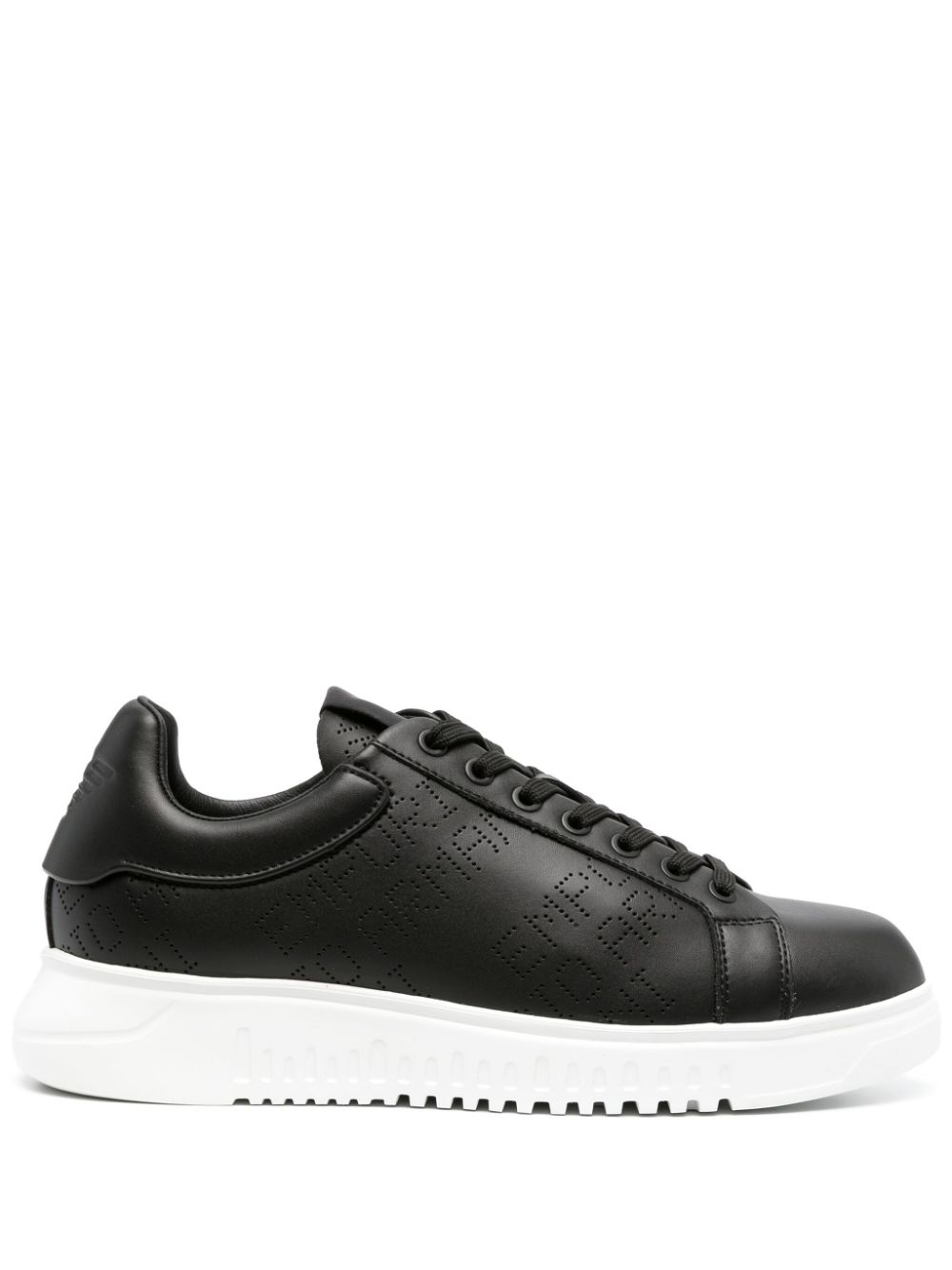 Icon logo-perforated leather sneakers - Black