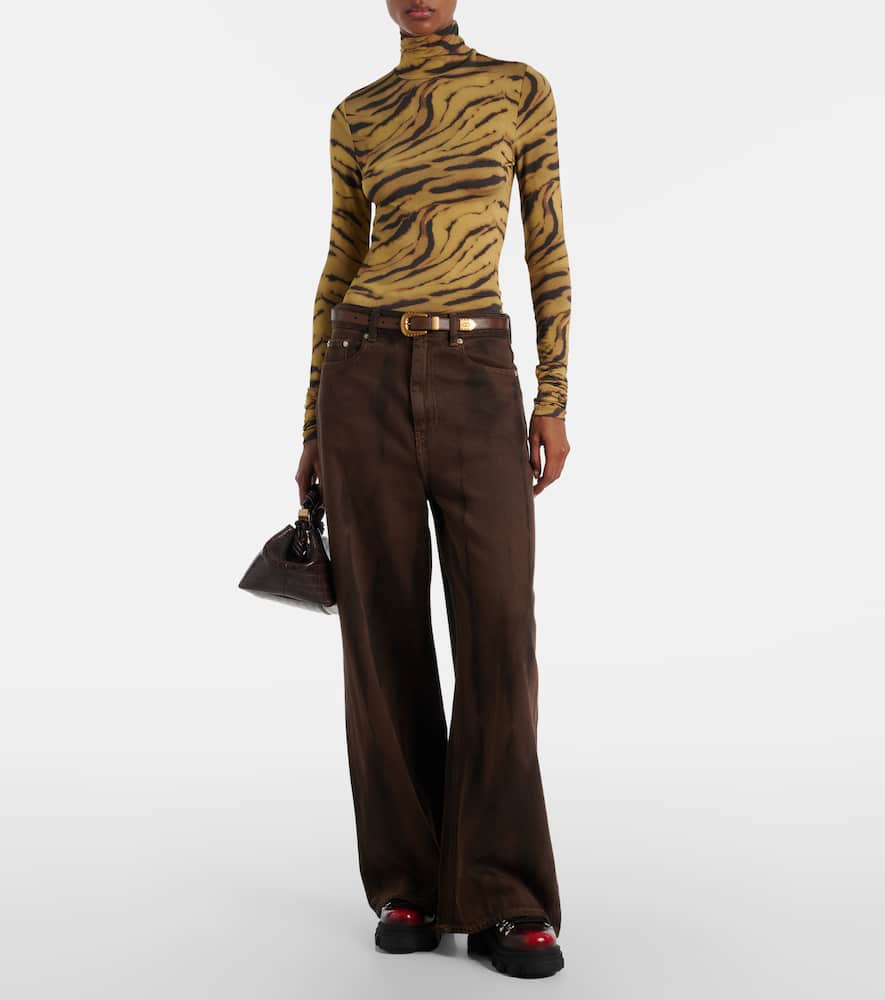 Tiger-print jersey top