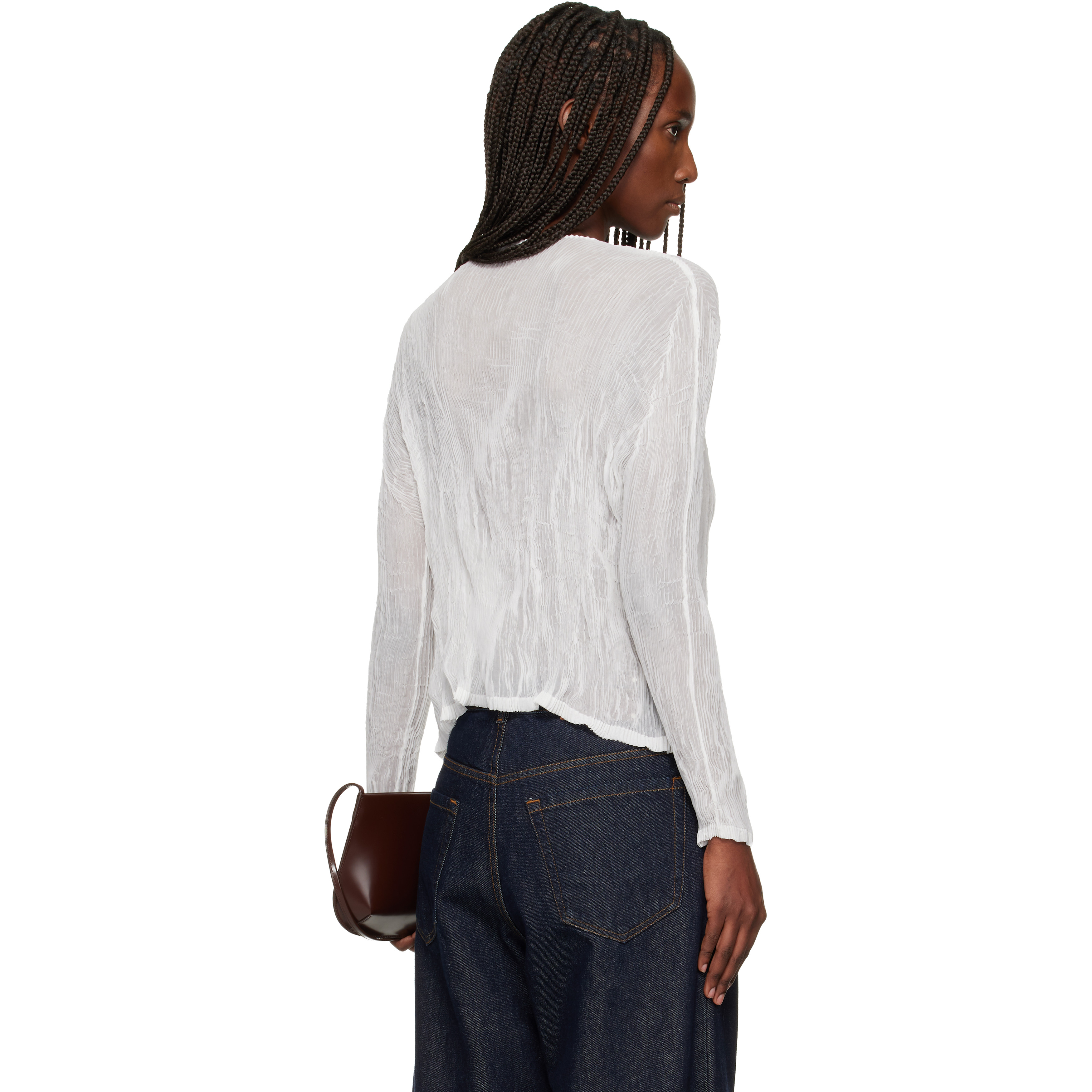White Chiffon Twist Cardigan