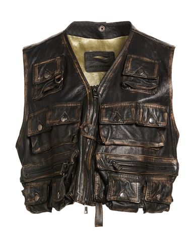 Woman Vest Dark brown Size 6 Leather